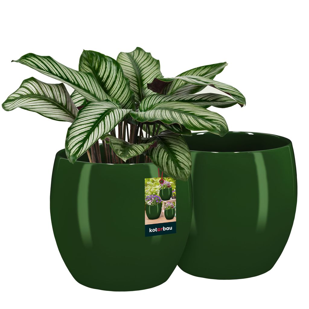 KOTARBAU® 2er Set Blumentopf Keramik rund ⌀ 21 cm Höhe: 22 Produktbild 