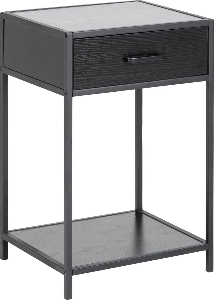 Meuble d'appoint Seaford noir pour chambre à coucher et salon moderne