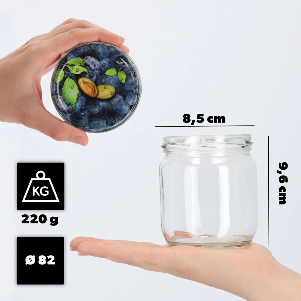 KADAX 24 vasetti per conserve da 720 ml con coperchio a vite fi82 mm