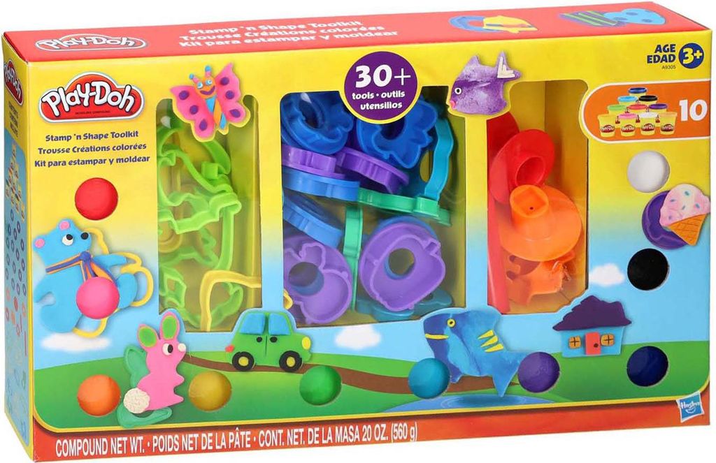 Boîte à outils Play-Doh avec +30 pièces et 10 pots d'argile Image du produit 