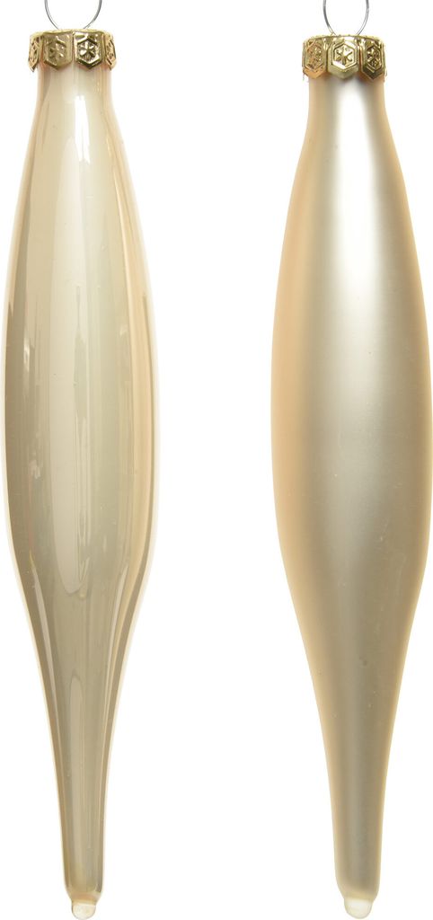 Christbaumschmuck Eiszapfen 15cm Glas 6er Set - Perle