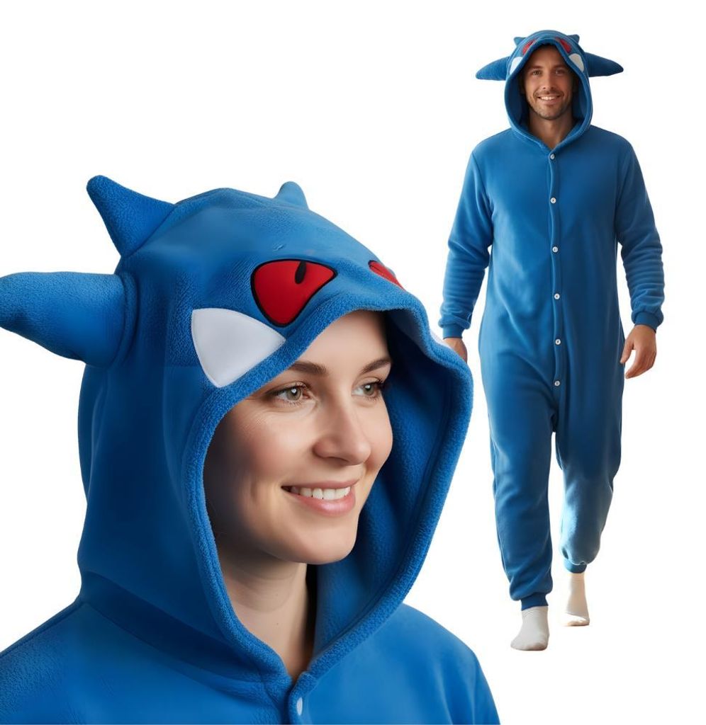 Pyjama Onesie Kigurumi Kostüm für Erwachsene Blau Gengar Produktbild 