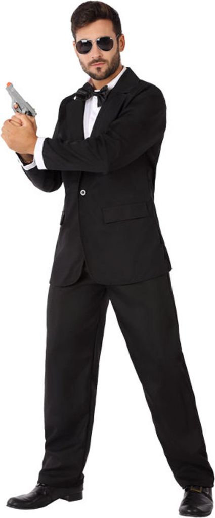 Spion-Kostüm für Herren Geheimagent-Kostüm schwarz-weiss - M / L