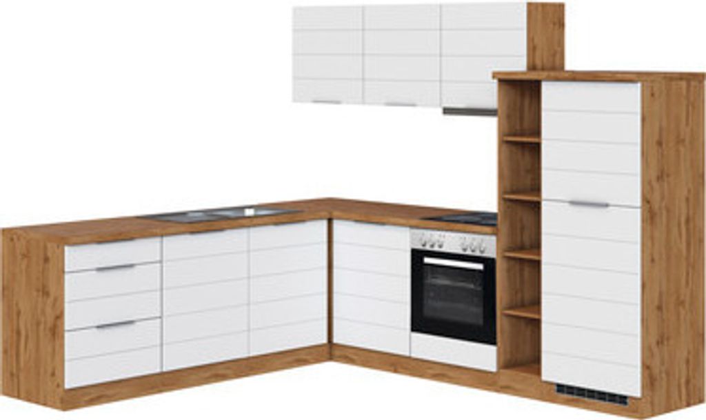 Held Möbel Winkelküche mit Geräten Florenz 240 cm weiß matt Produktbild 