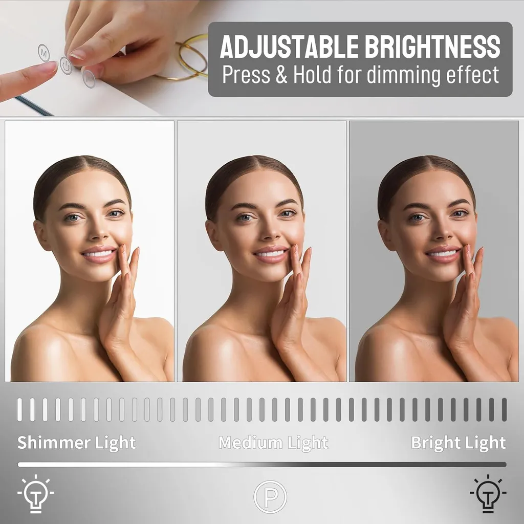 Miroir de coiffeuse LED 80x62 cm idéal pour maquillage de précision