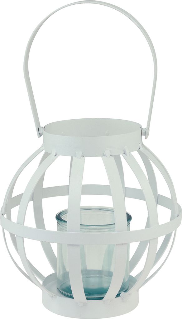 Gartenlaterne Hängend Metall Glas Windlicht Weiß Ø18,5cm