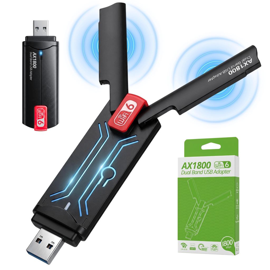 Adattatore di rete Wi-Fi USB esterno, Wi-Fi 6, AX, 1800 Immagine del prodotto 