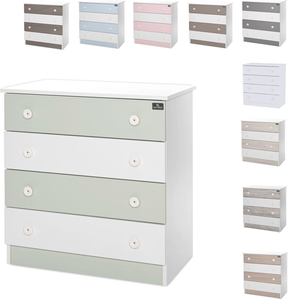 Lorelli Kommode Dresser 81 x 50 x 86 cm, 4 große Schubladen, schnelle Montage grün