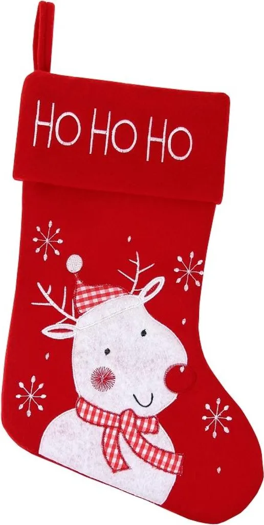 Bas de Noël Renne blanc 45,5 cm idéal pour cadeaux et déco cheminée