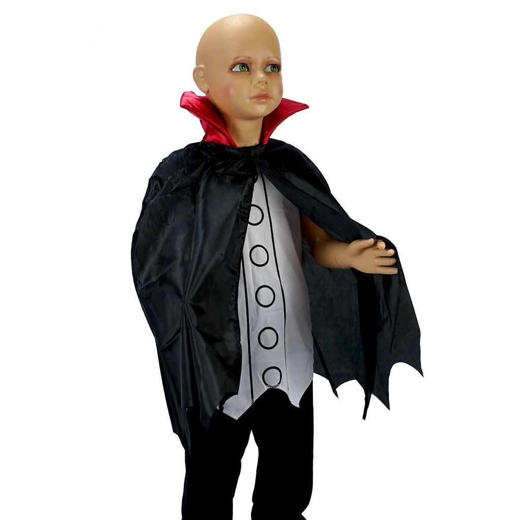 Vampirkostüm für Kinder 3-teilig mit Umhang, Vampirzähnen und Schminke 