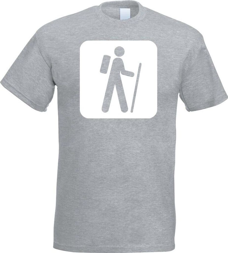 Kiwistar - T-Shirt - Graumeliert - Wanderweg Wanderung Piktogramme Herren Funshirt Bedruckt Design Sprüche Spruch Motive - mit Motiv Bedruckt - Fu...
