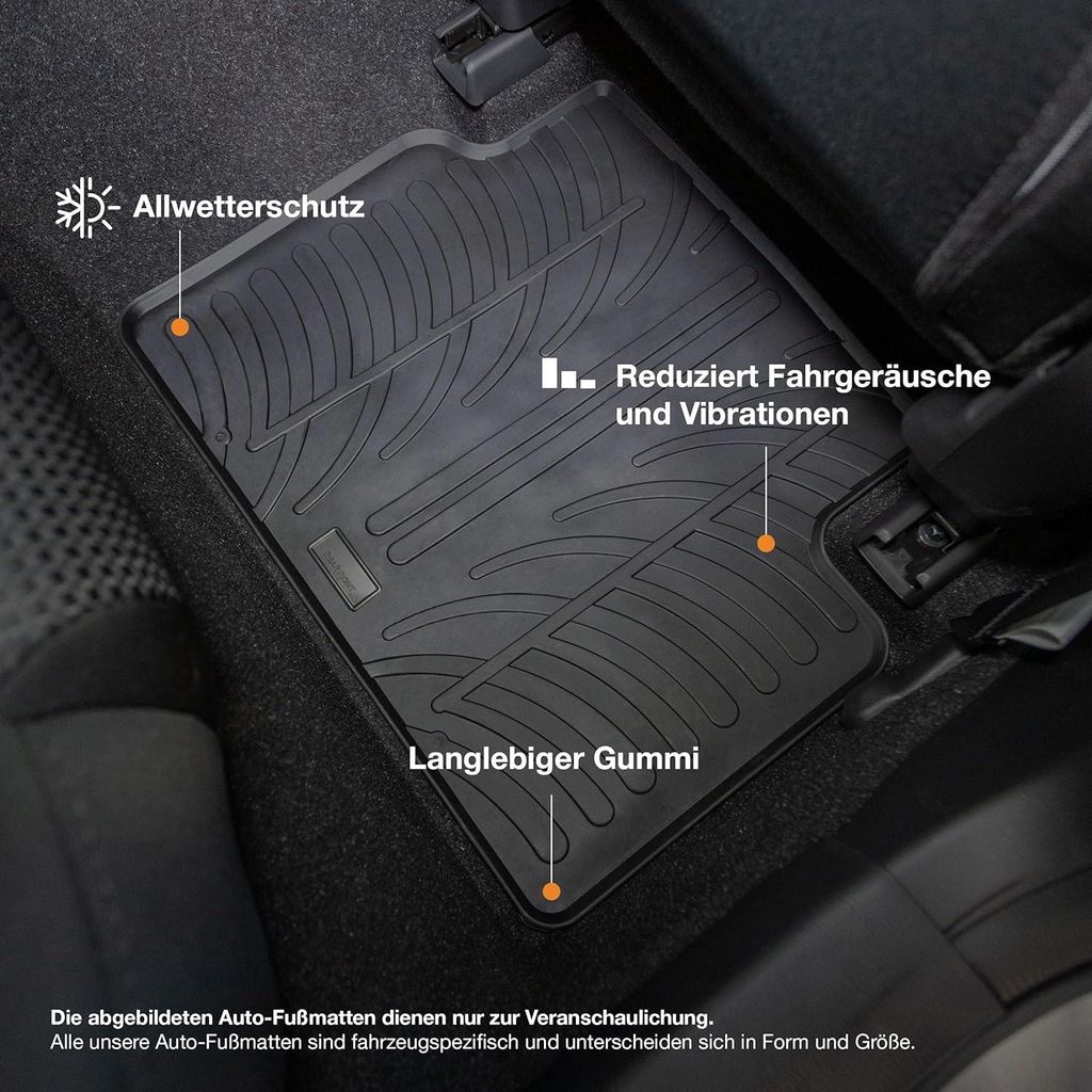 TRAVALL Ford Fiesta (2002-2008) Hochwertige robuste Gummifu§matten Fussmatten mit geformten Gummimatten erhšhten RŠndern und Clips rutschfest un...