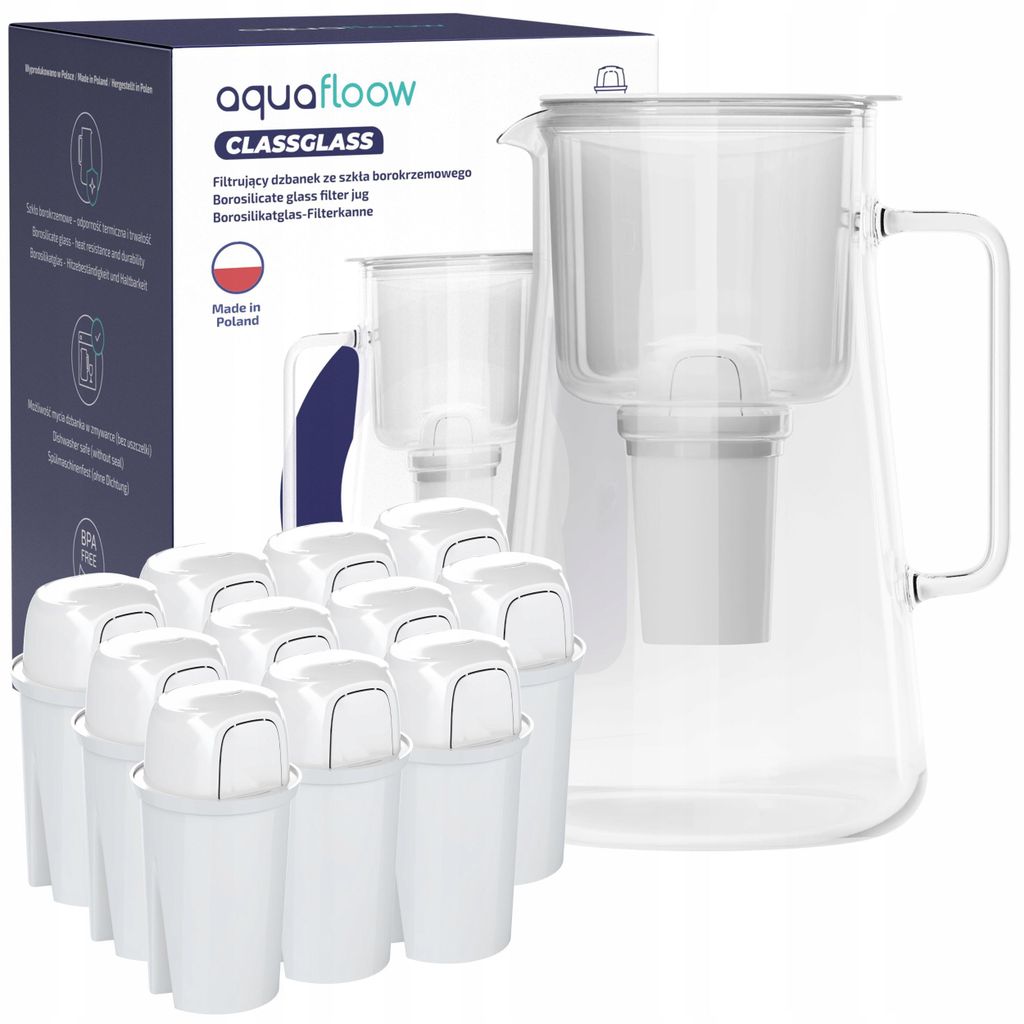 AquaFloow ClassGlass Carafe filtrante en verre 3 L blanche Image du produit 