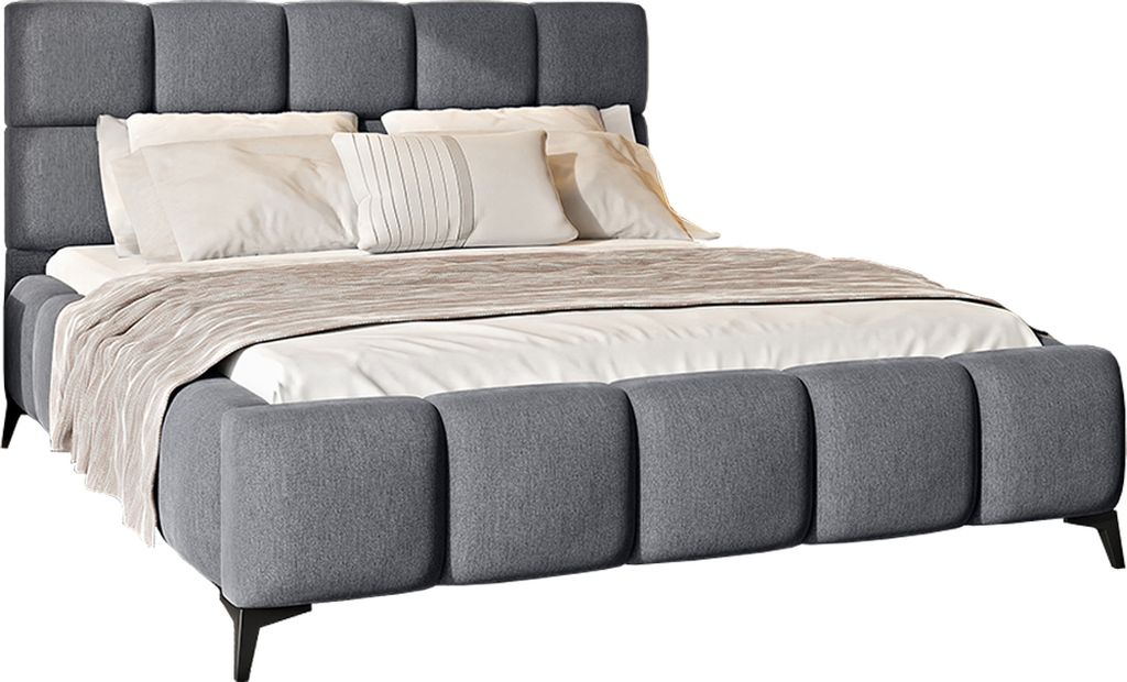 Bett mit Bettkasten 180x200cm Grau