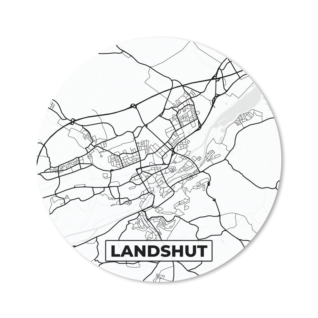 MuchoWow Mauspad Mousepad Landshut - Stadtplan - Karte 50x50 cm - Mousepads - Maus Mat - Pad - Mausunterlage - Vinyl