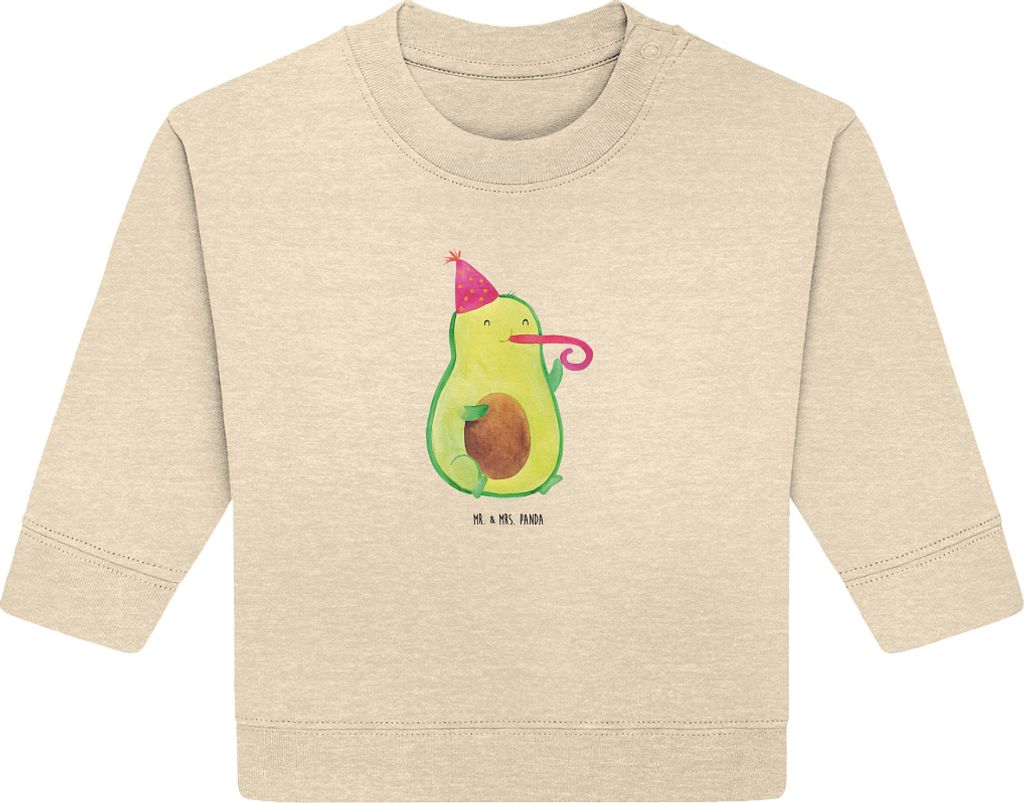 Mr. & Mrs. Panda Organic Baby Pullover Avocado Geburtstag 6. - 12. Monat - Natural Raw - Geschenk, Überraschung, Feier, Frucht, Party, Bullover