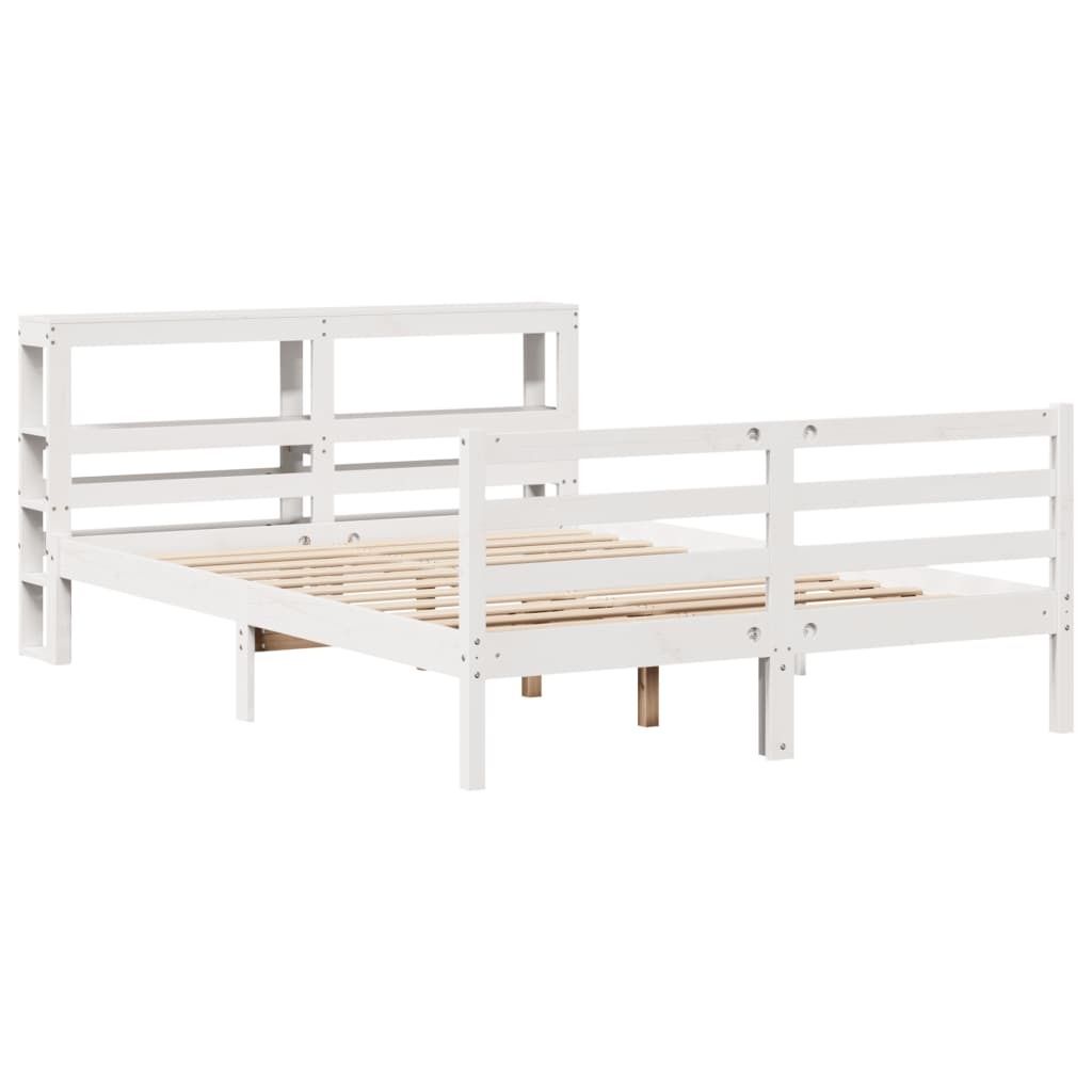 vidaXL Massivholzbett ohne Matratze Weiß 135x190 cm Kiefernholz