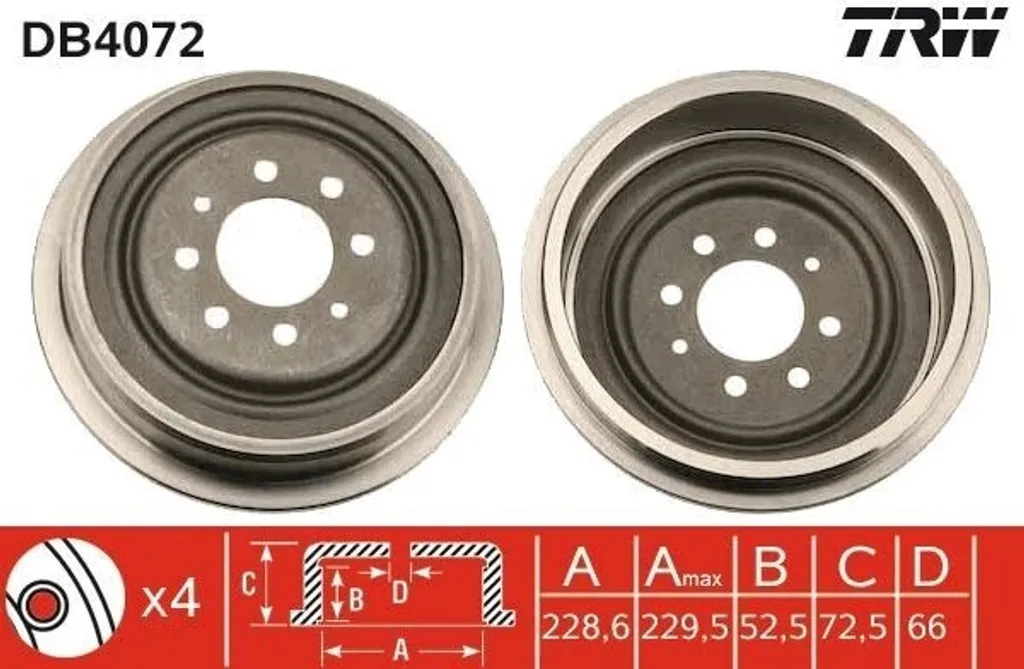 Tambour de frein TRW DB4072 pour Renault Clio I Kangoo et Laguna I OE