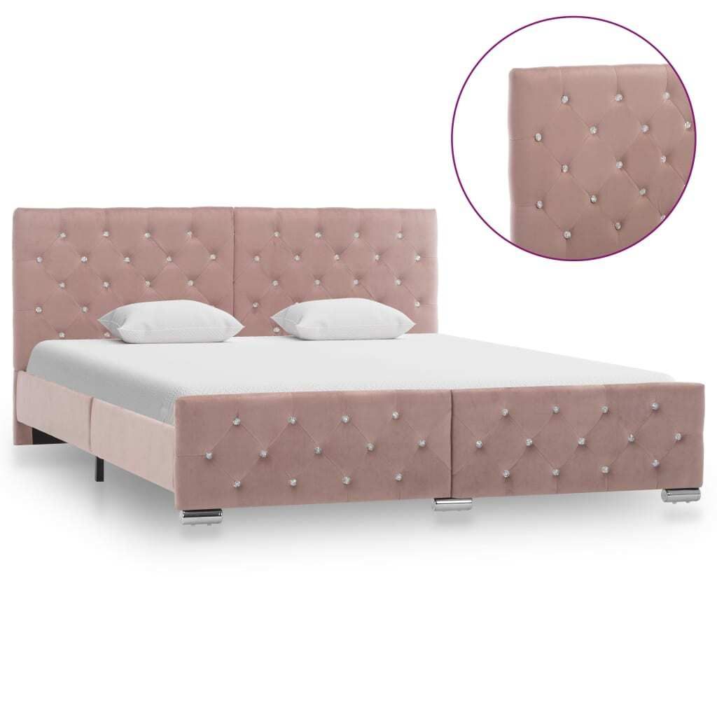 "im Sonderangebot"Bettgestell - CLORIS - Doppelbett - Robust und langlebig - Rosa Samt 160x200 cm - Einfache Montage - - NeuMöbel4085699