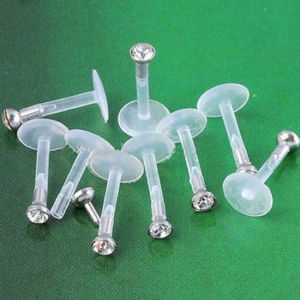 10 Stück Acryl klar Strass Lippe Labret Bar Ohr Spicule Ring Piercing Schmuck