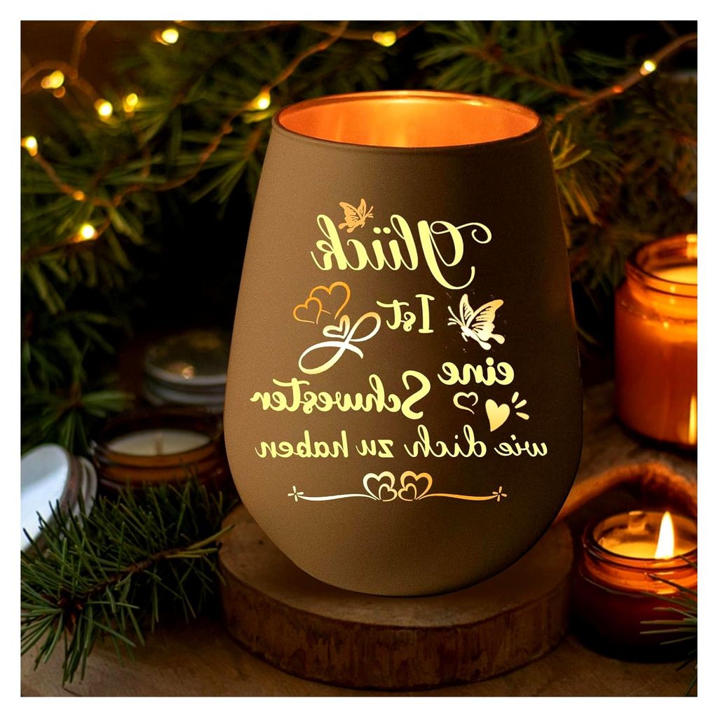 Geschenk für Schwester, Windlichter mit Gravur für Frauen, Geburtstagsgeschenke für Schwester, Hochzeitsgeschenke, beste Freundin, Freundschaft,...