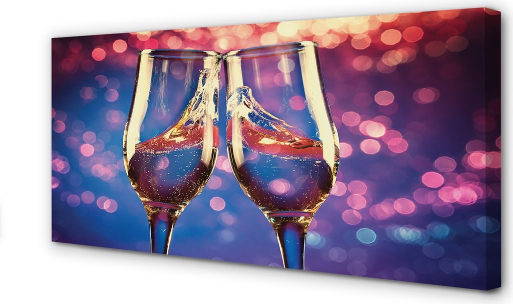Leinwandbild 120x60 Wandkunst Bunte Hintergrund Champagner-Gläser