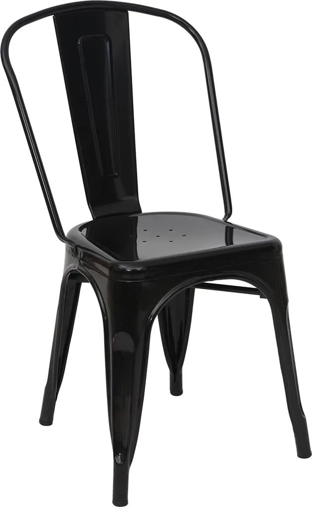 Sedia Bistrot HWC-A73 Nera - Metallo Industriale Impilabile Mendler