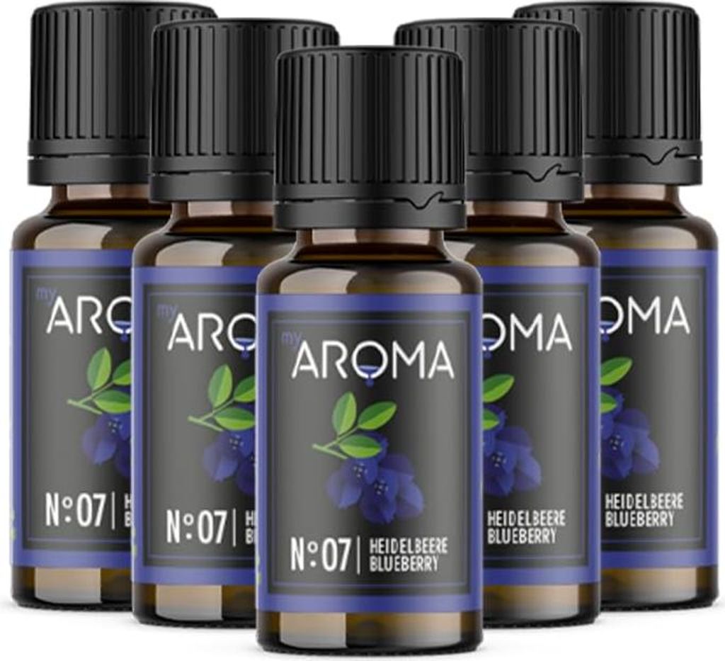 myAROMA Flavour Drops Heidelbeere 5x10ml – Zuckerfrei, Kalorienfrei, Vegan, Nr. 07