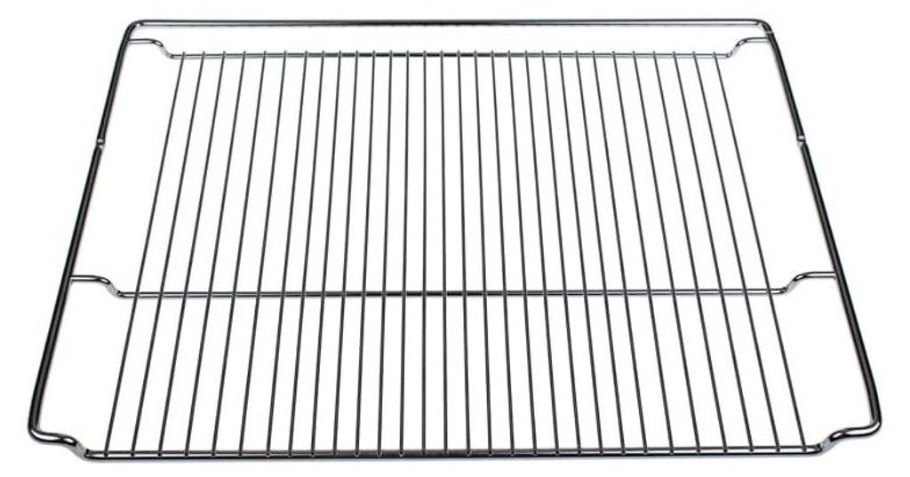 A metal oven rack on a white background.