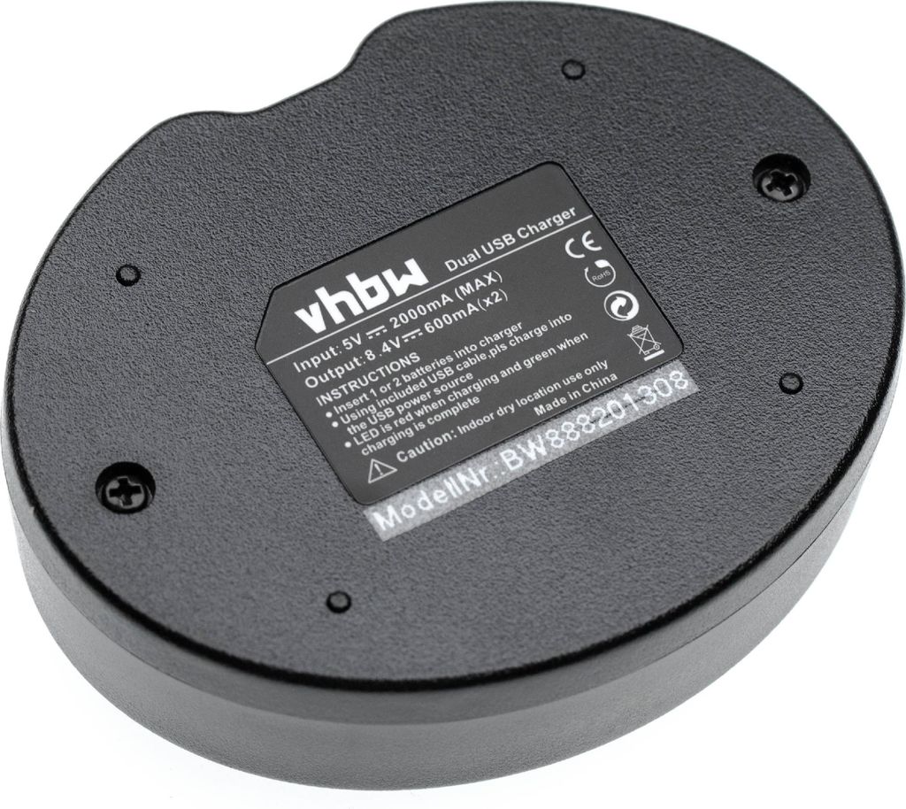 vhbw Dual Micro-USB Ladegerät Ersatz für Canon LC-E17, LC-E17C, LC-E17E für Kamera - Ladeschale + Micro-USB Kabel Ladeanzeige