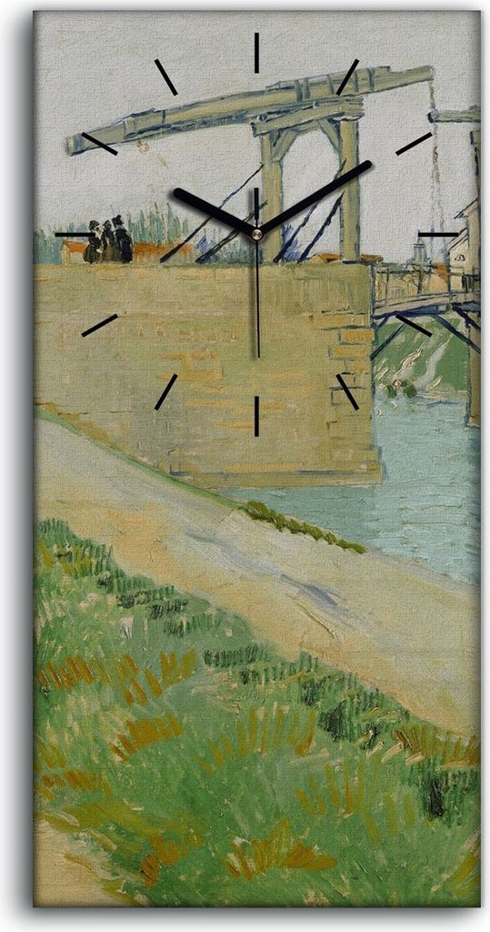 Dekor Leinwand Uhr Wandbilder 30x60 Langlois Brücke bei Arles mit Straße Kanals - schwarze Hände