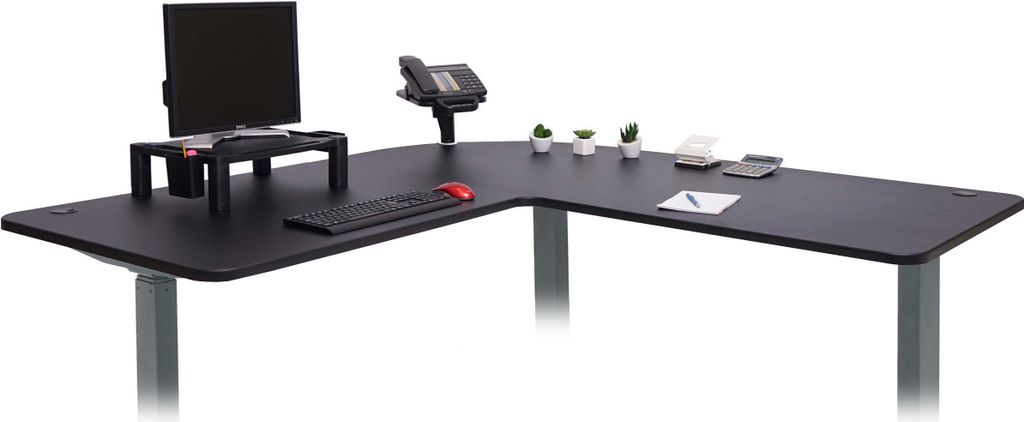 Tischplatte HWC-D40 für Eck-Schreibtisch, Schreibtischplatte, 90° MVG- schwarz