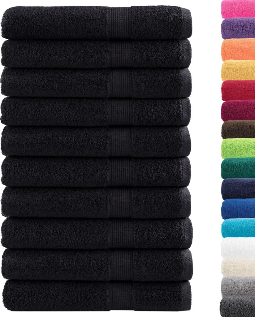 vidaXL Premium-Saunatücher SOLUND 10 Stk. Schwarz 80x200 cm 600 g/m²