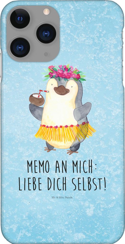 Mr. & Mrs. Panda Iphone 11 Pro Handyhülle Pinguin Kokosnuss - Eisblau - Geschenk, Urlaub, Handy Case, Hawaii, Premium Kunststoff