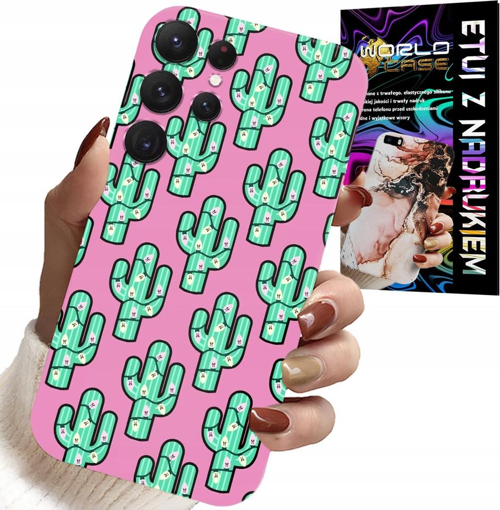 ETUI FÜR SAMSUNG GALAXY S22 Ultra - CAKTUS, CAKTUS AUF ROSAEM HINTERGRUND + DATEI