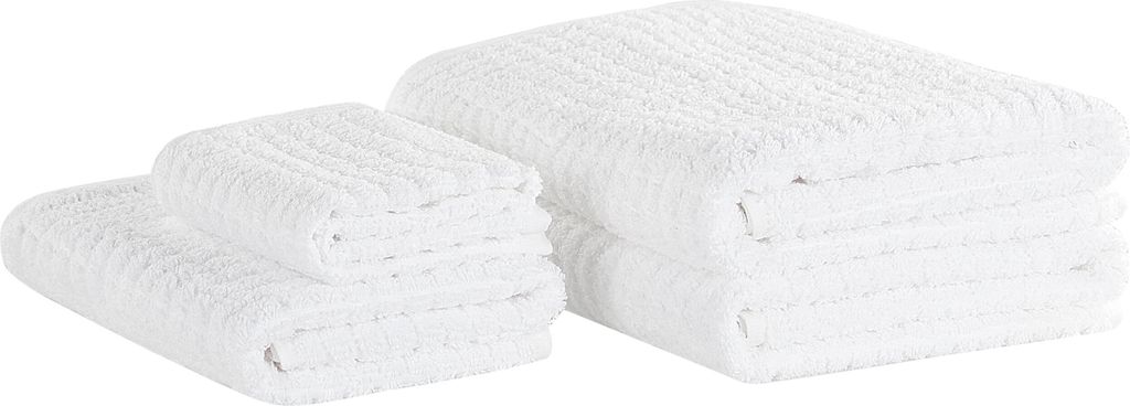 BELIANI Badehandtuch 4er Set Weiß Baumwolle 30x50 cm / 50x100 cm / 70x140 cm / 100x150 cm Frottee Handtücher in verschiedenen Größen