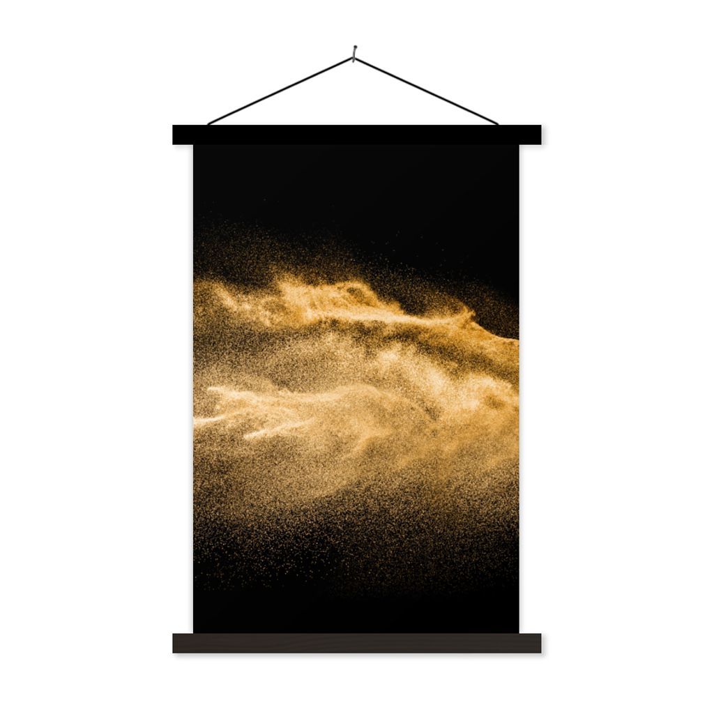 MuchoWow Textilposter Sand - Gold - Schwarz - Luxus - Kunst 120x180 cm mit schwarzem Rahmen - Fotos