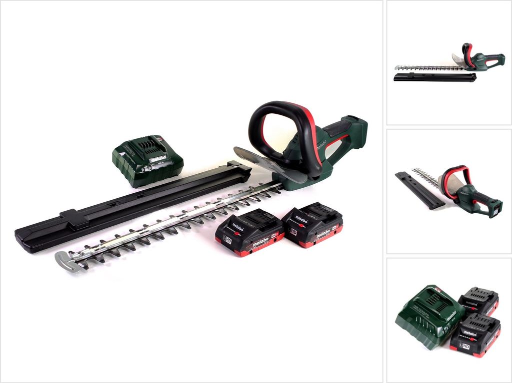 Metabo AHS 18-55 V Akku Heckenschere 18 V 53 cm ( 600463800 ) + 2x Akku 4,0 Ah + Ladegerät