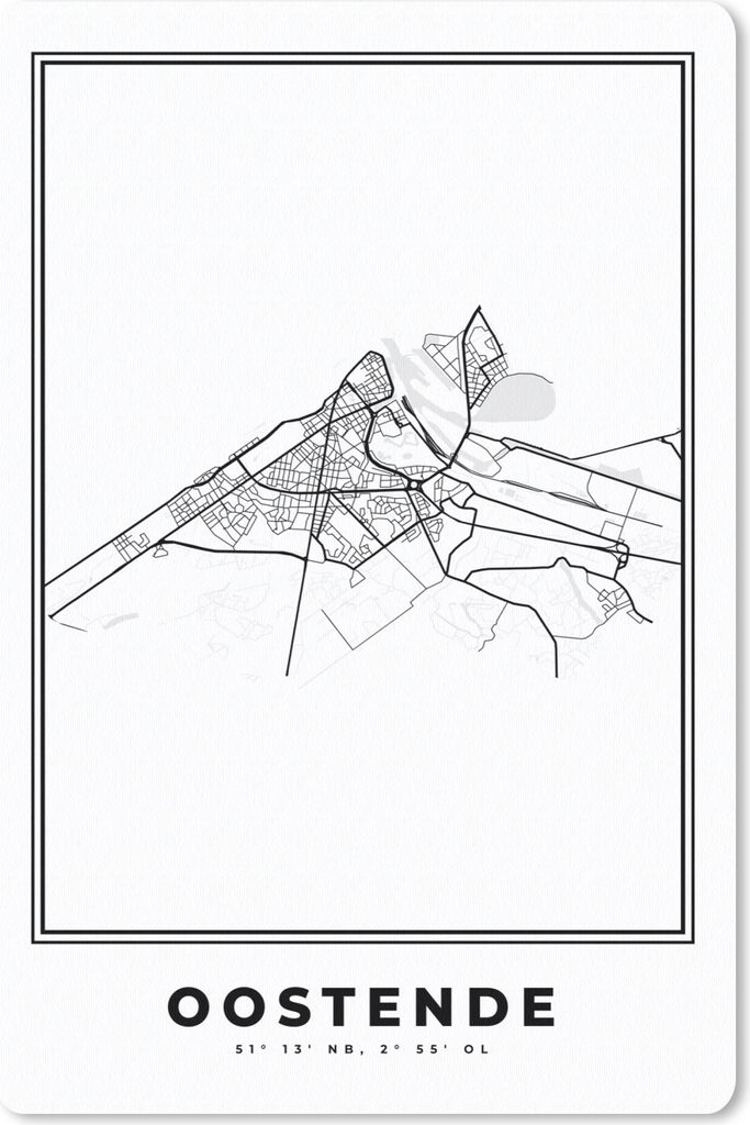 MuchoWow Mauspad Mousepad Belgien - Ostende - Stadtplan - Karte - Schwarz und weiß - Karte 18x27 cm - Mousepads - Maus Mat - Pad - Mausunterlage