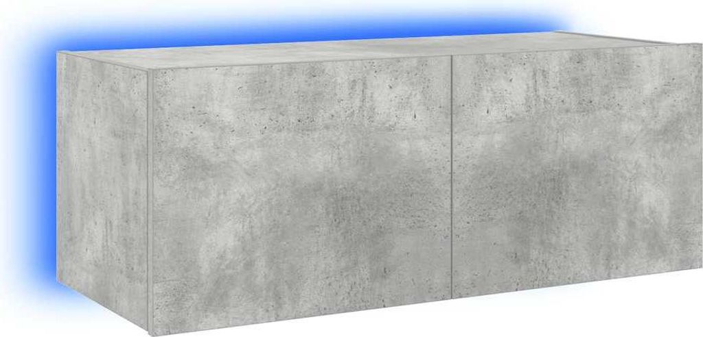 vidaXL TV-Wandschrank mit LED-Leuchten Betongrau 80x35x31 cm
