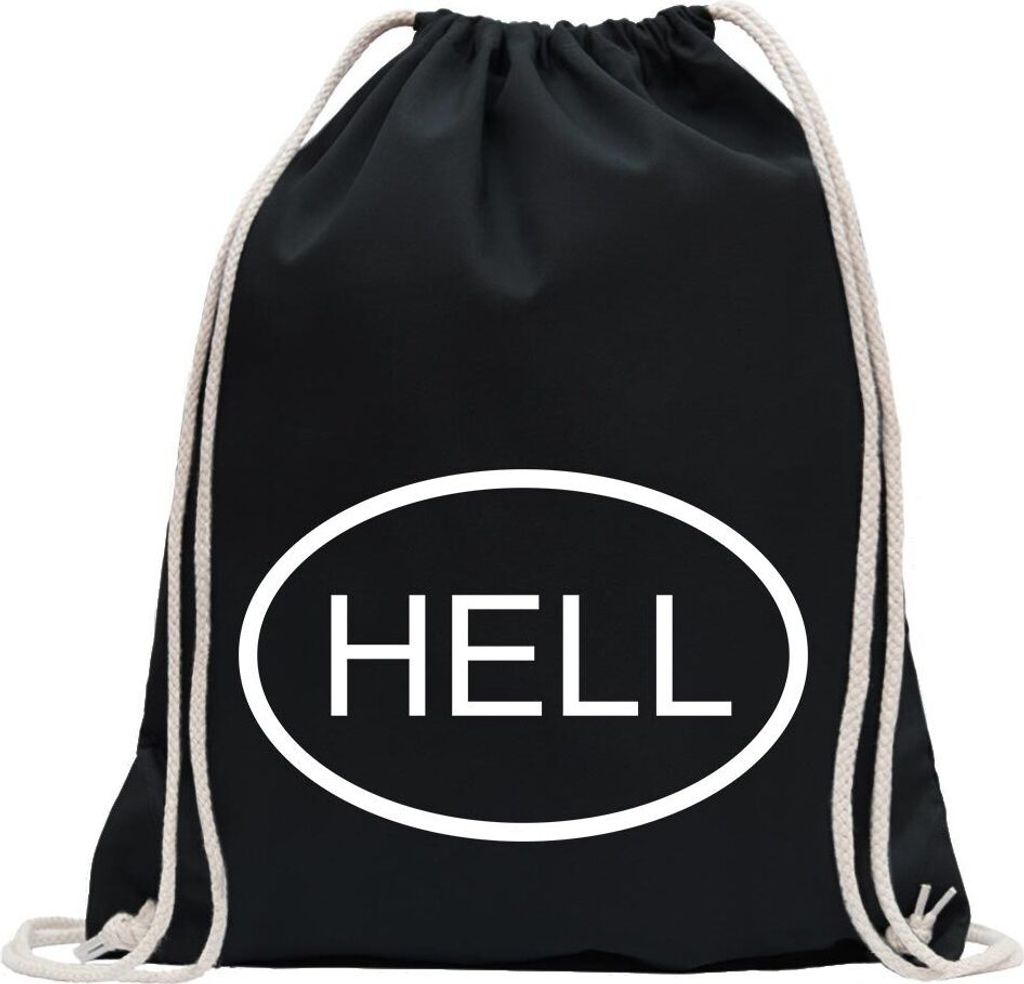Kiwistar - Turnbeutel - schwarz - HELL - Fun Rucksack Sport Beutel Gymsack Baumwolle mit Ziehgurt