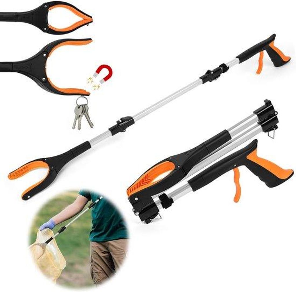 Ultiluxe Abfallgreifer mit Magnet - Faltbare Greifzange - Drehbarer Kopf - Verlängerte Reichweite 28-91 cm - Aluminium