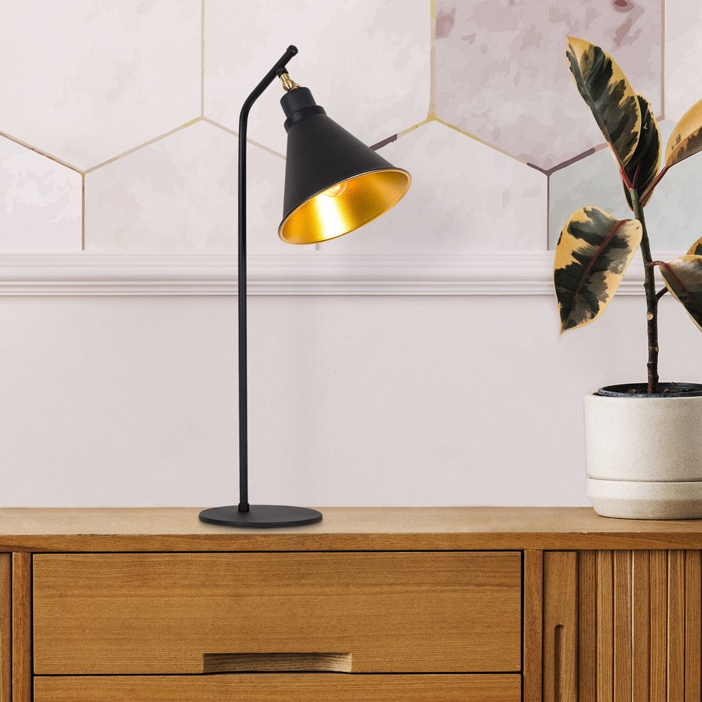 Opviq, Sivani- Sivani ABY, Schwarz,Gold, Schreibtischlampen, Metallkörper