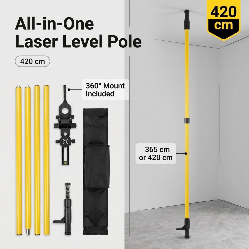 Perche laser télescopique 365–420 cm avec adaptateur Image du produit 