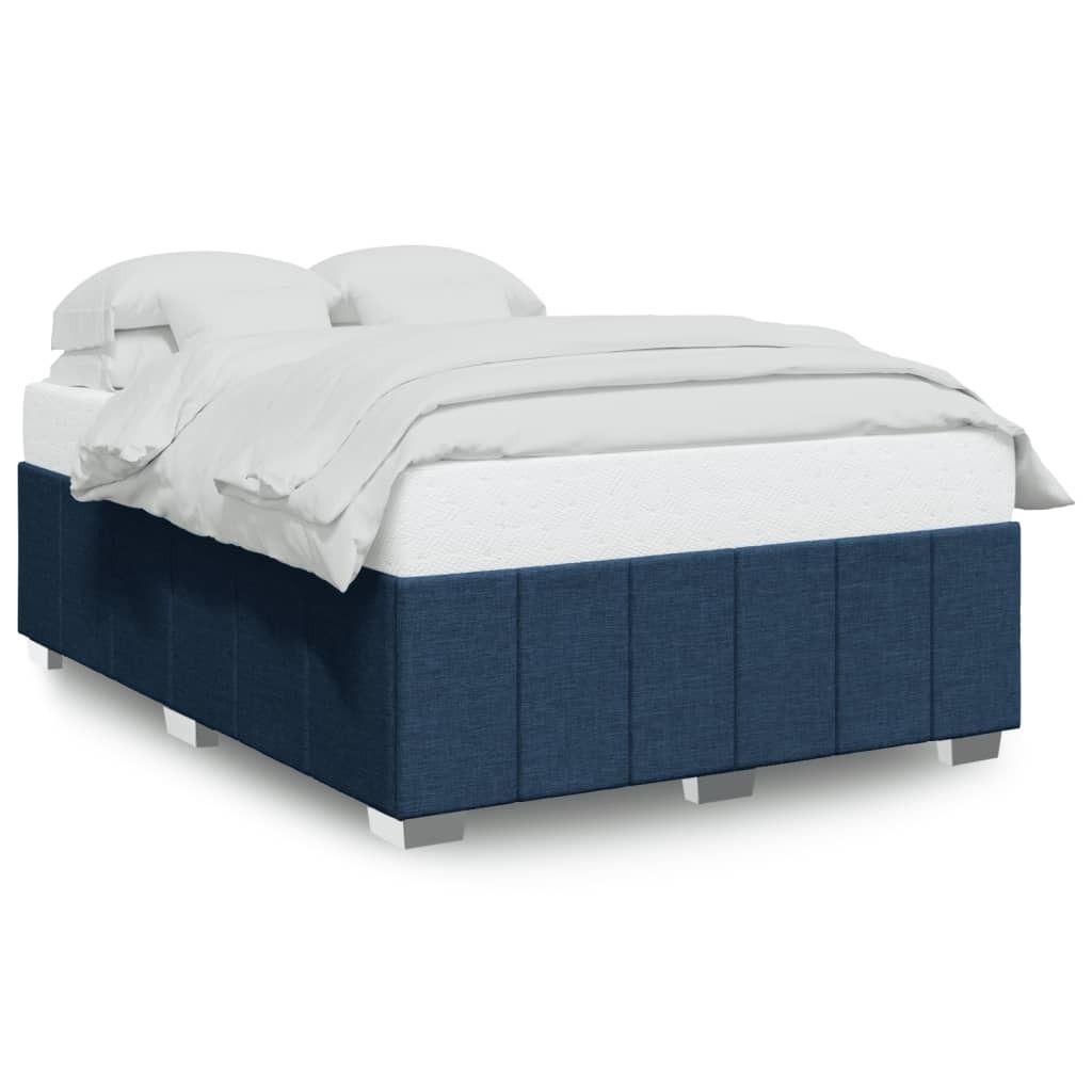 vidaXL Bettgestell ohne Matratze Blau 140x190 cm Stoff