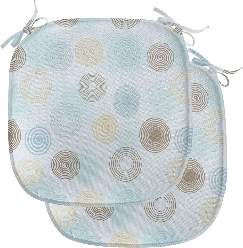 ABAKUHAUS Brown und Blau Polster für Esszimmerstühle, Vortex Twirls, Dekoratives wasserfestes Kissen mit Riemen für Küchensitze, 40 cm x 40 cm-...