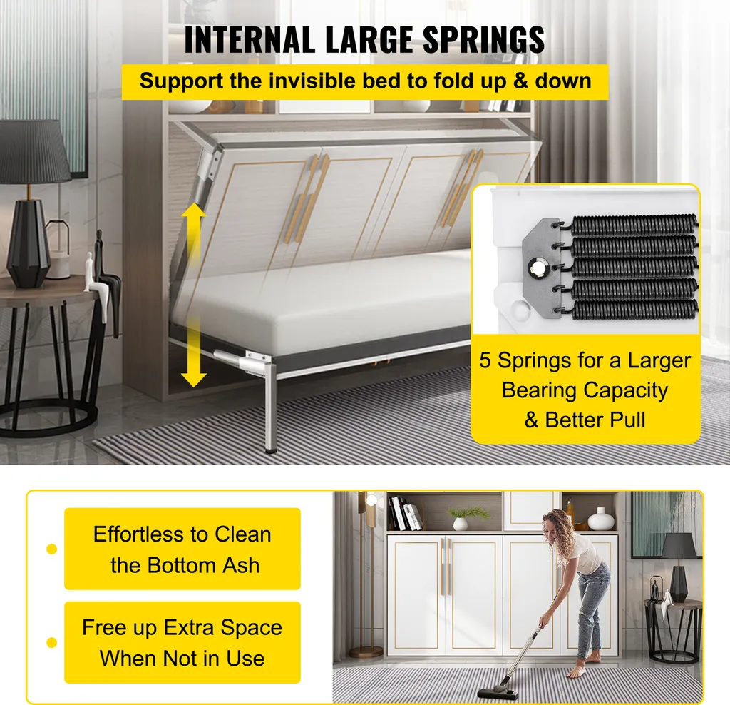 Système de Lit Escamotable pour Gain de Place Horizontal Queen Size
