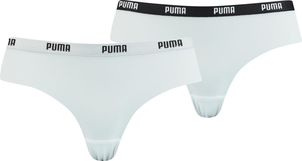 PUMA Damen Slip - Brazilian, Mikrofaser, 2er Pack Weiß L