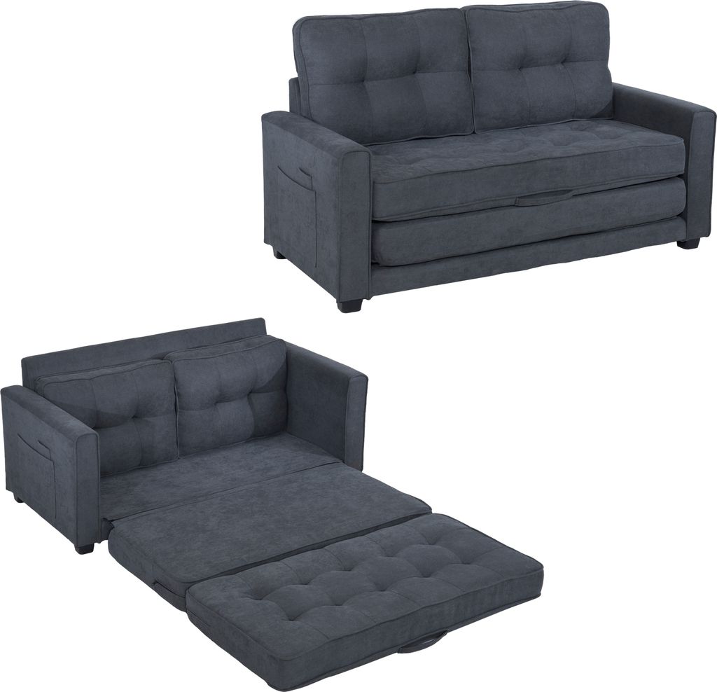 Sofa für 2 Personen, Sofa mit Schlaffunktion, modernes Design, Polstermöbel, Schlafsofa, Wohnzimmersofa, Sofa mit Taschen an der Seite, Polstersofa