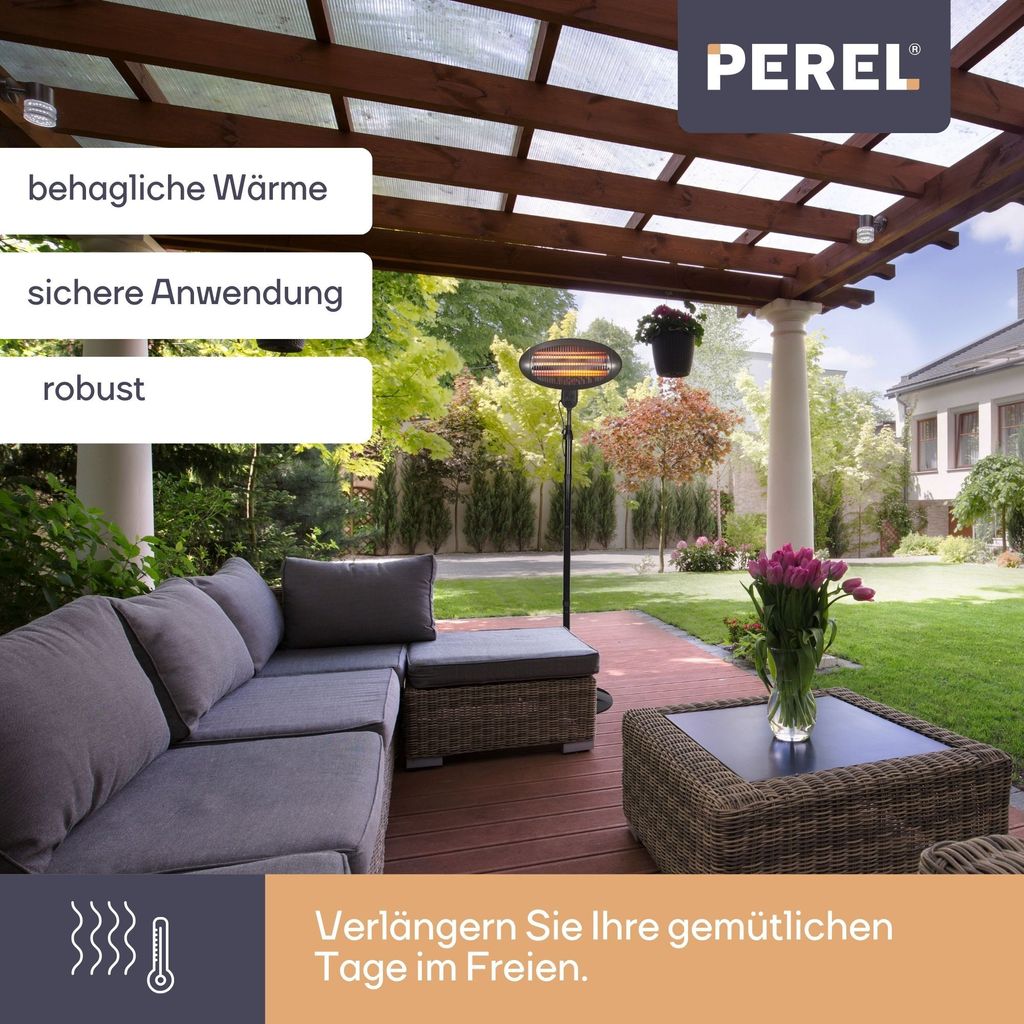 Perel Terrassen-Heizstrahler, 2000 W, Quartz, Zugschalter, Produktbild 3
